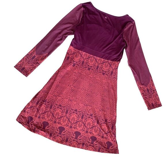 PrAna Long Sleeve Dress Scoop Neck Western Active Athletic Womens Medium Purple - Picture 2 of 7